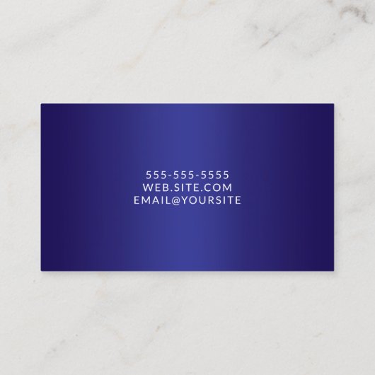 ダークブルーとディープブルーのオンブルエレガントスクリプト 名刺 (裏面)
