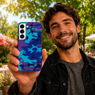 ダークブルーとパープルのカモフラージュ SAMSUNG GALAXY S22+ケース