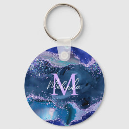 ダークブルーとパープルのグリッター海ゲート キーホルダー