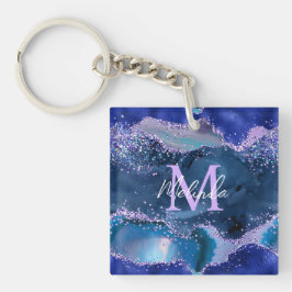 ダークブルーとパープルのグリッター海ゲート キーホルダー