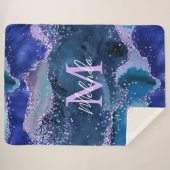 ダークブルーとパープルのグリッター海ゲート シェルパブランケット (正面(横))