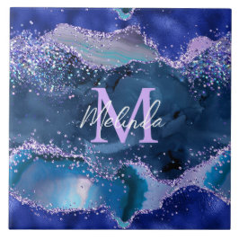 ダークブルーとパープルのグリッター海ゲート タイル