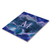 ダークブルーとパープルのグリッター海ゲート タイル (側面)