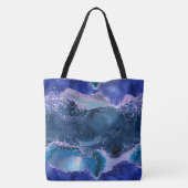 ダークブルーとパープルのグリッター海ゲート トートバッグ (裏面)