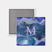 ダークブルーとパープルのグリッター海ゲート マグネット (正面/裏面)