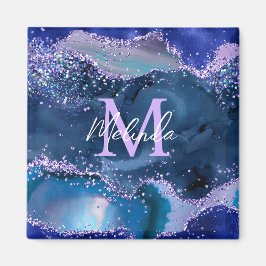 ダークブルーとパープルのグリッター海ゲート マグネット