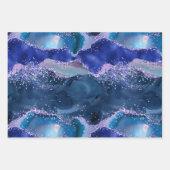 ダークブルーとパープルのグリッター海ゲート ラッピングペーパーシート (正面3)