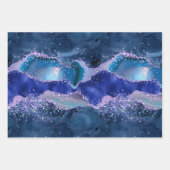 ダークブルーとパープルのグリッター海ゲート ラッピングペーパーシート (正面2)