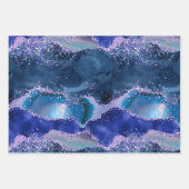 ダークブルーとパープルのグリッター海ゲート ラッピングペーパーシート (正面)