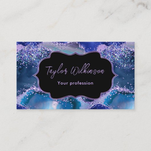 ダークブルーとパープルの海瑪瑙 名刺 (正面)