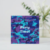 ダークブルーとパープルカモフラージュ招待状 招待状 (スタンド正面)