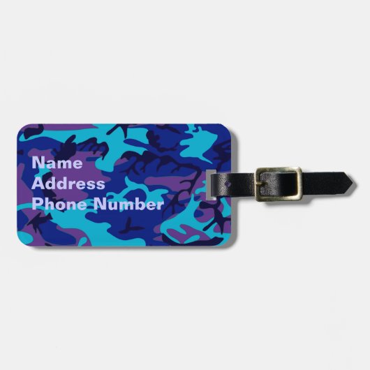 ダークブルーとパープルカモフラージラゲッジタグ ラゲッジタグ (正面横)