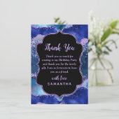 ダークブルーとパープル海アゲート誕生日 サンキューカード (スタンド正面)