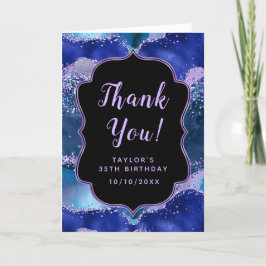 ダークブルーとパープル海アゲート誕生日 サンキューカード
