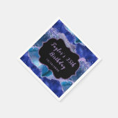 ダークブルーとパープル海アゲート誕生日 スタンダードカクテルナプキン (角)