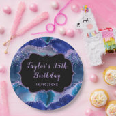 ダークブルーとパープル海アゲート誕生日 ペーパープレート (パーティー)