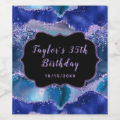 ダークブルーとパープル海アゲート誕生日 ワインラベル (シングルラベル)