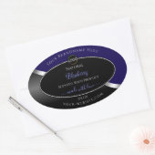 ダークブルーとブラックの波打つシルバーロゴ製品ラベル 楕円形シール (封筒)