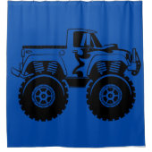 ダークブルーとブラックモンスタートラックシャワーカーテン シャワーカーテン (正面)