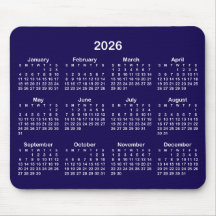 ダークブルーとホワイトの2026カレンダー