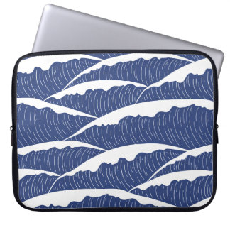 ダークブルーとホワイトウェーブエレクトロニクスバッグ ラップトップスリーブ