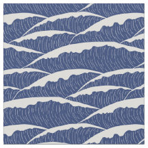 ダークブルーとホワイトウェーブ生地