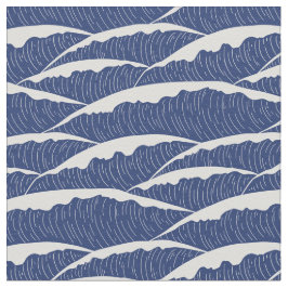 ダークブルーとホワイトウェーブ生地 ファブリック