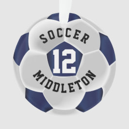 ダークブルーとホワイトサッカースポーツボール オーナメント