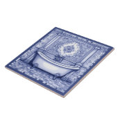 ダークブルーとホワイトバスタブ浴室用タイル タイル (側面)