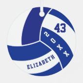 ダークブルーとホワイトバレーボール メタルオーナメント (裏面)