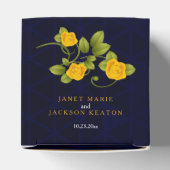 ダークブルーとマリゴールドの黄色いバラ結婚の花 フェイバーボックス (上部)