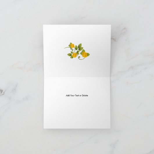 ダークブルーとマリーゴールドイエローのローズウェディング サンキューカード (内部)