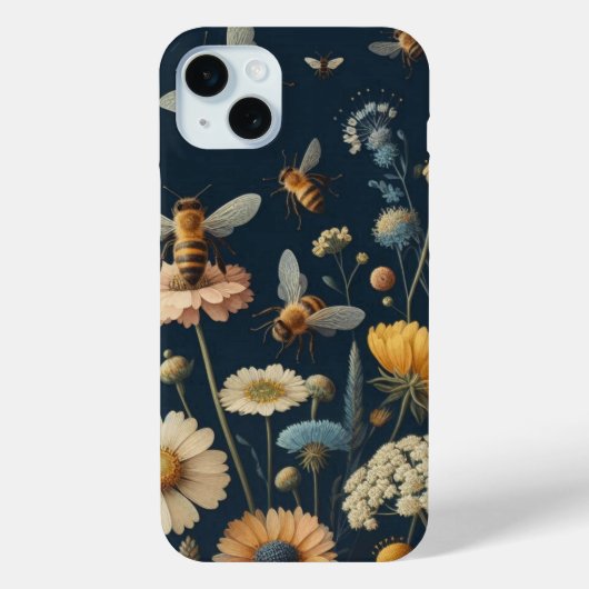 ダークブルーとミツバチと野の花 Case-Mate iPhoneケース (裏面)