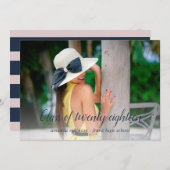 ダークブルーとメイヴのストライプ大学院発表 案内状 (正面/裏面)