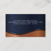 ダークブルーとメタリック銅波 名刺 (裏面)