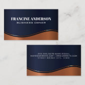 ダークブルーとメタリック銅波 名刺 (正面/裏面)