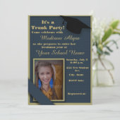 ダークブルーとモスグリーントランクカレッジのパーティー写真 招待状 (スタンド正面)