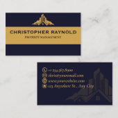 ダークブルーとモダン金ゴールド実在エテート 名刺 (正面/裏面)