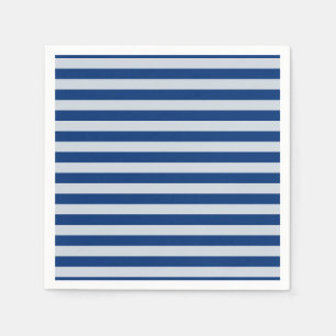 ダークブルーとライトブルーのストライプ スタンダードカクテルナプキン