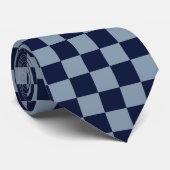 ダークブルーとライトブルーのチェッカーボード ネクタイ (ロール)