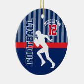 ダークブルーとレッドのサッカースポーツ セラミックオーナメント (右)