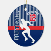ダークブルーとレッドのサッカースポーツ セラミックオーナメント (左)