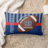 ダークブルーとレッドのサッカースポーツ ランバークッション (ブランケット)