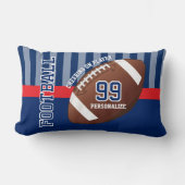 ダークブルーとレッドのサッカースポーツ ランバークッション (正面)