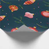 ダークブルーとレッドヴィンテージクリスマスラッピング紙 ラッピングペーパー (角)