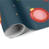 ダークブルーとレッドヴィンテージクリスマスラッピング紙 ラッピングペーパー (ロールコーナー)