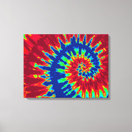 ダークブルーとレッド絞り染め24"x18"アート キャンバスプリント