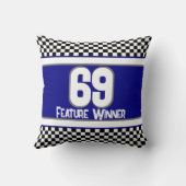 ダークブルーと白黒チェックスポーツ クッション (裏面)