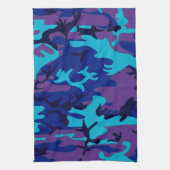 ダークブルーと紫の迷彩模様を隠す キッチンタオル (縦)