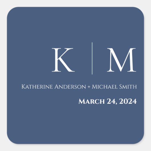 ダークブルーと結婚ホワイト –  スクエアシール (正面)